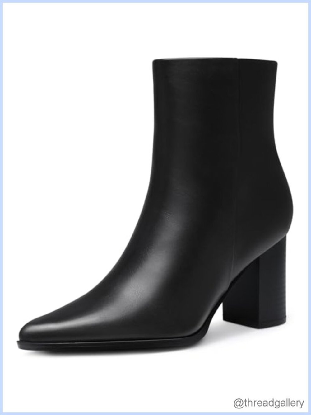Women's Pointed Toe Chunky Heel Ankle Boots PU Leather Slip On Booties